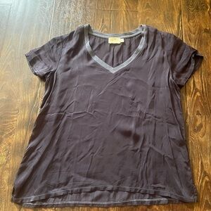 Nation June Sateen V-Neck Tee purple blouse ladies